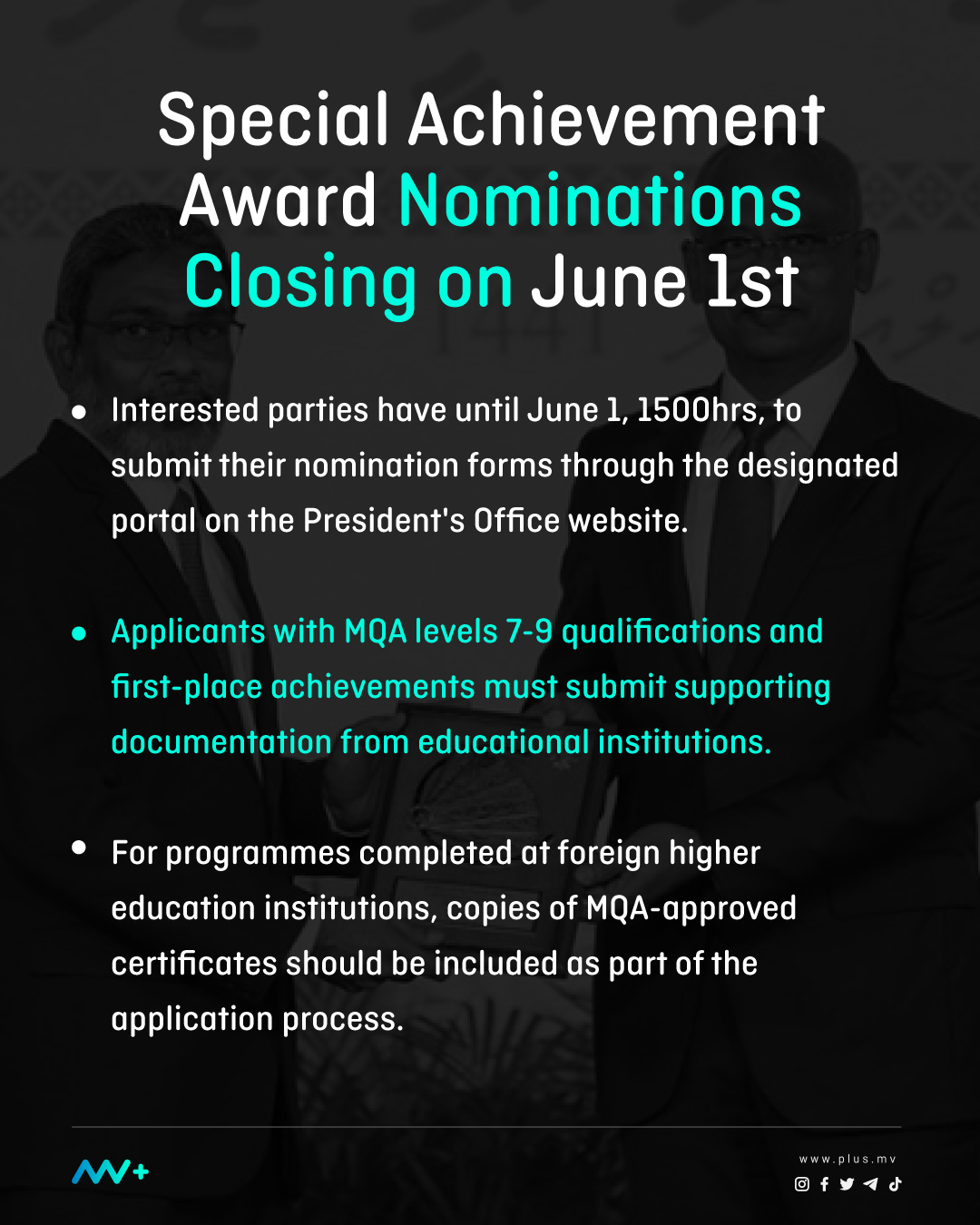 Special Achievement Award Nominations Closing on June 1st – MV+